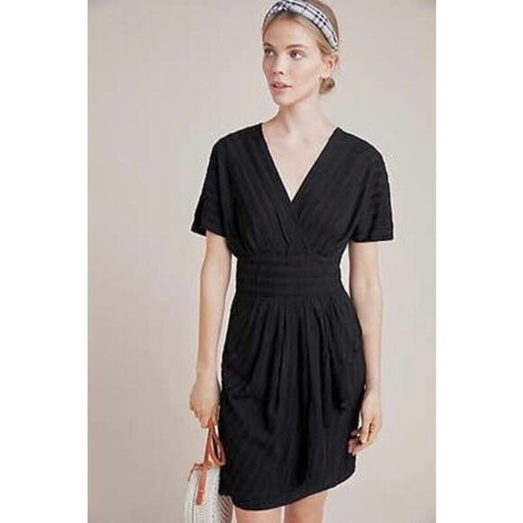 NWT Anthropologie Aryessa Cardall Dolman Textured Dress Black Lightweight Sz 14 - Picture 1 of 10